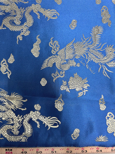 Arisa BLUE Dragon Brocade Chinese Satin Fabric for Cheongsam/Qipao, Apparel, Costumes, Upholstery, Bags, Crafts - 10237