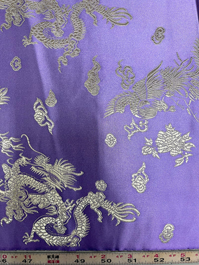 Arisa LAVENDER Dragon Brocade Chinese Satin Fabric for Cheongsam/Qipao, Apparel, Costumes, Upholstery, Bags, Crafts - 10237