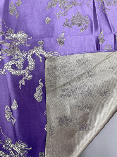 Arisa LAVENDER Dragon Brocade Chinese Satin Fabric for Cheongsam/Qipao, Apparel, Costumes, Upholstery, Bags, Crafts - 10237