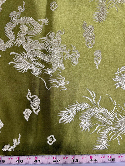 Arisa OLIVE Dragon Brocade Chinese Satin Fabric for Cheongsam/Qipao, Apparel, Costumes, Upholstery, Bags, Crafts - 10237