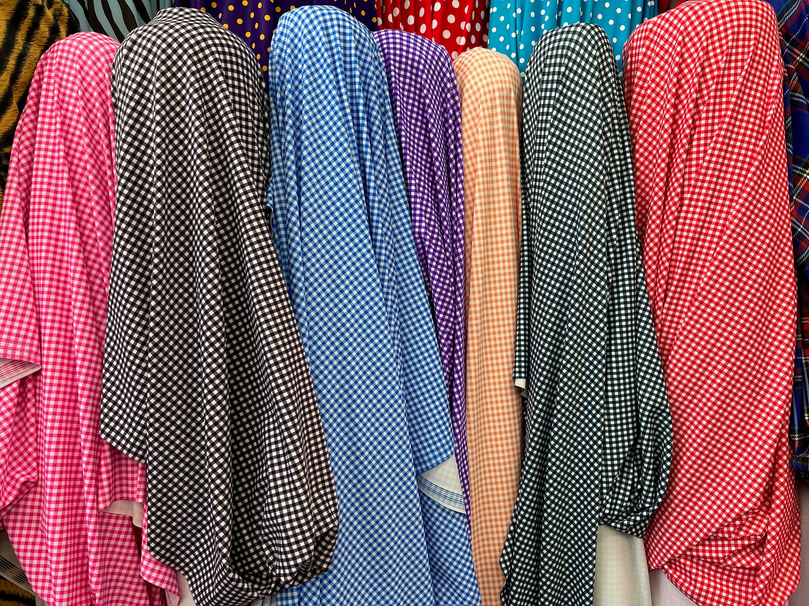 Judy Gingham Printed Polyester Spandex 4-way Stretch Medium Weight Fabric for Apparel, Swimwear, Activewear, Sportswear, Costumes, Crafts