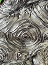 Paige DARK GREY 3D Floral Polyester Satin Rosette Fabric by the Yard - 10028