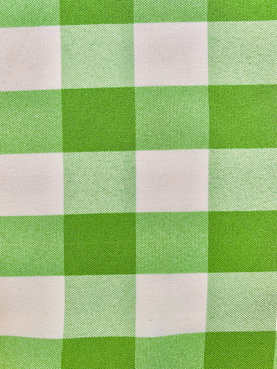 Camille LIME GREEN 1" Big Checkered Gingham Pattern Poly Poplin Fabric by the Yard - 10049
