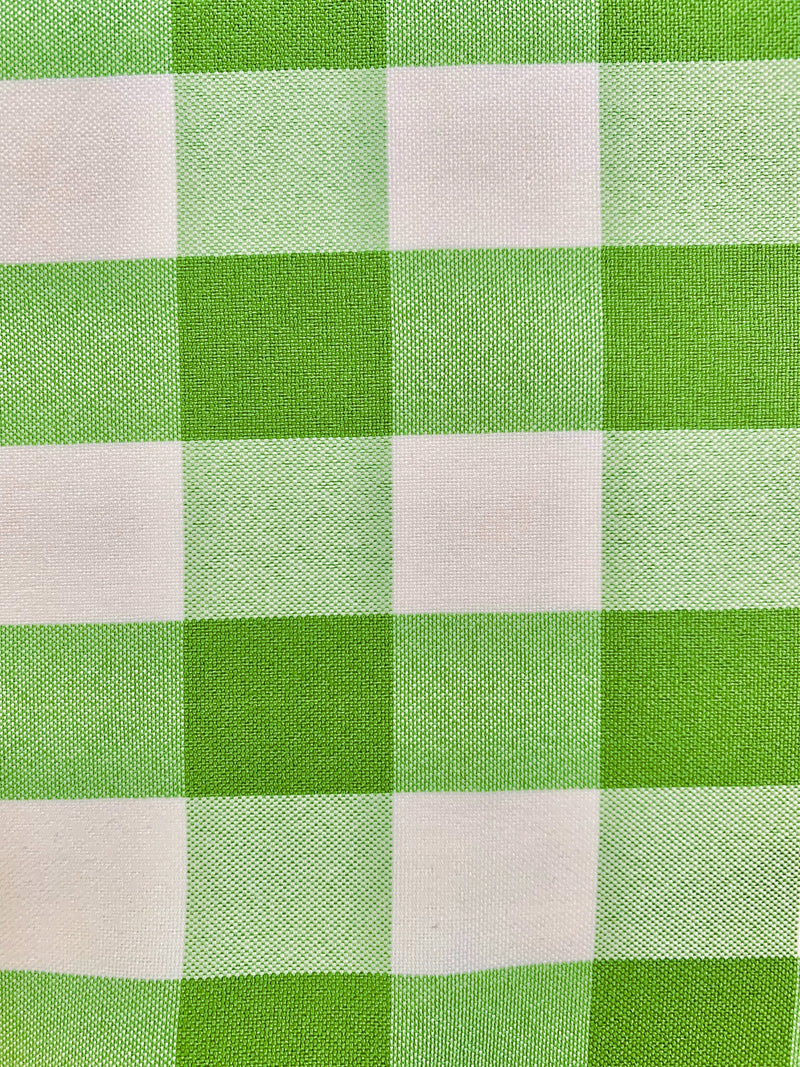 Camille LIME GREEN 1" Big Checkered Gingham Pattern Poly Poplin Fabric by the Yard - 10049