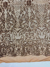 Phoebe BRONZE Sequins on Mesh Lace Fabric by the Yard - 10062