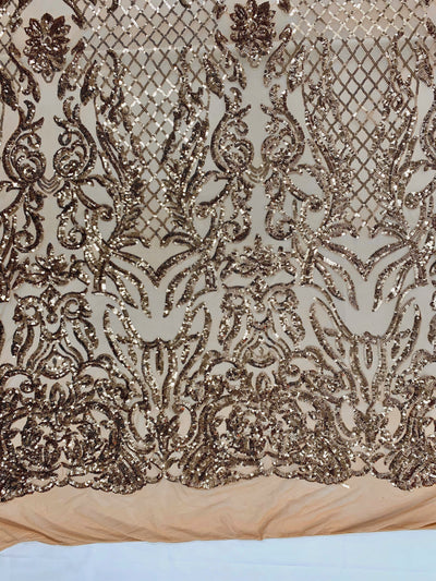 Phoebe BRONZE Sequins on Mesh Lace Fabric by the Yard - 10062