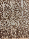 Phoebe BRONZE Sequins on Mesh Lace Fabric by the Yard - 10062