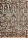 Phoebe BRONZE Sequins on Mesh Lace Fabric by the Yard - 10062
