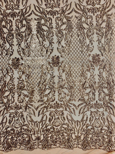 Phoebe BRONZE Sequins on Mesh Lace Fabric by the Yard - 10062