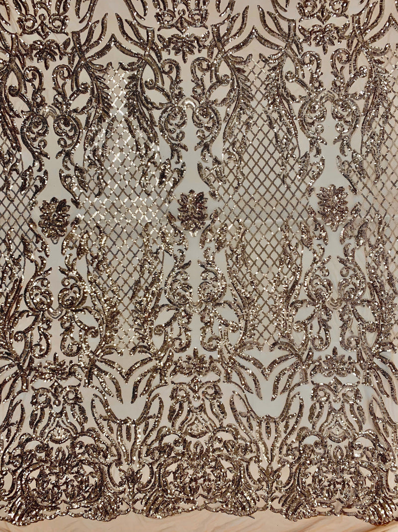 Phoebe BRONZE Sequins on Mesh Lace Fabric by the Yard - 10062