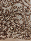 Phoebe BRONZE Sequins on Mesh Lace Fabric by the Yard - 10062