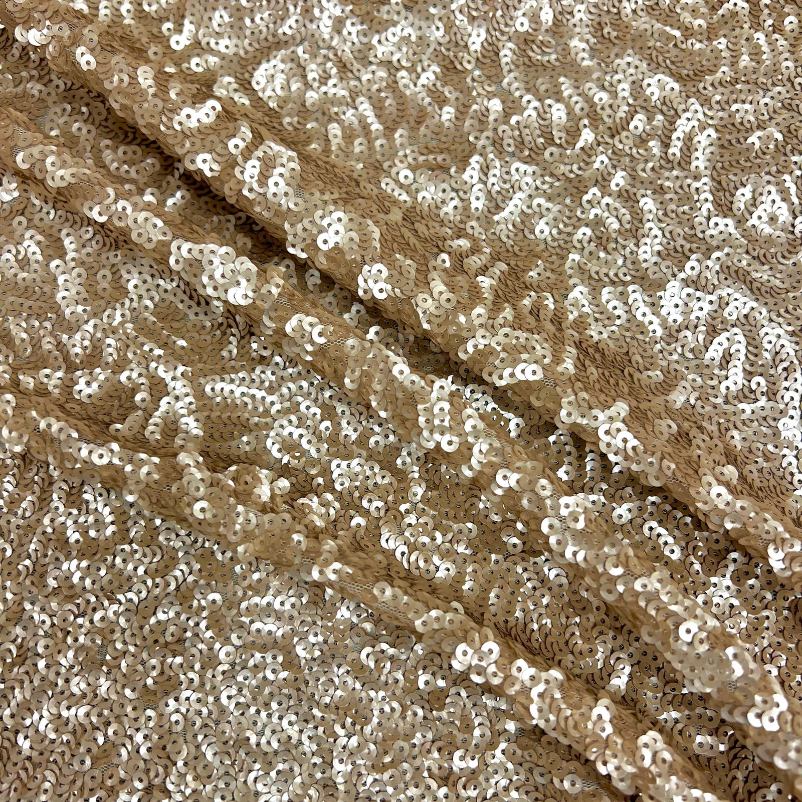 Bianca LIGHT MATTE CHAMPAGNE Allover Sequins on Mesh Fabric