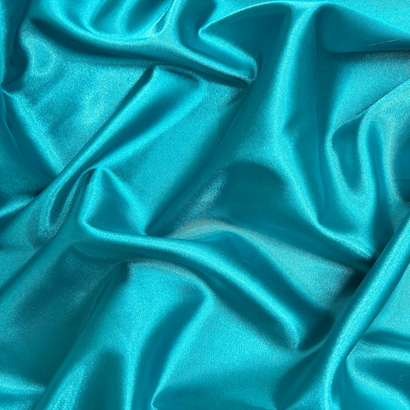 Payton TEAL BLUE Faux Silk Minimal Stretch Charmeuse Satin Fabric by the Yard - 10017