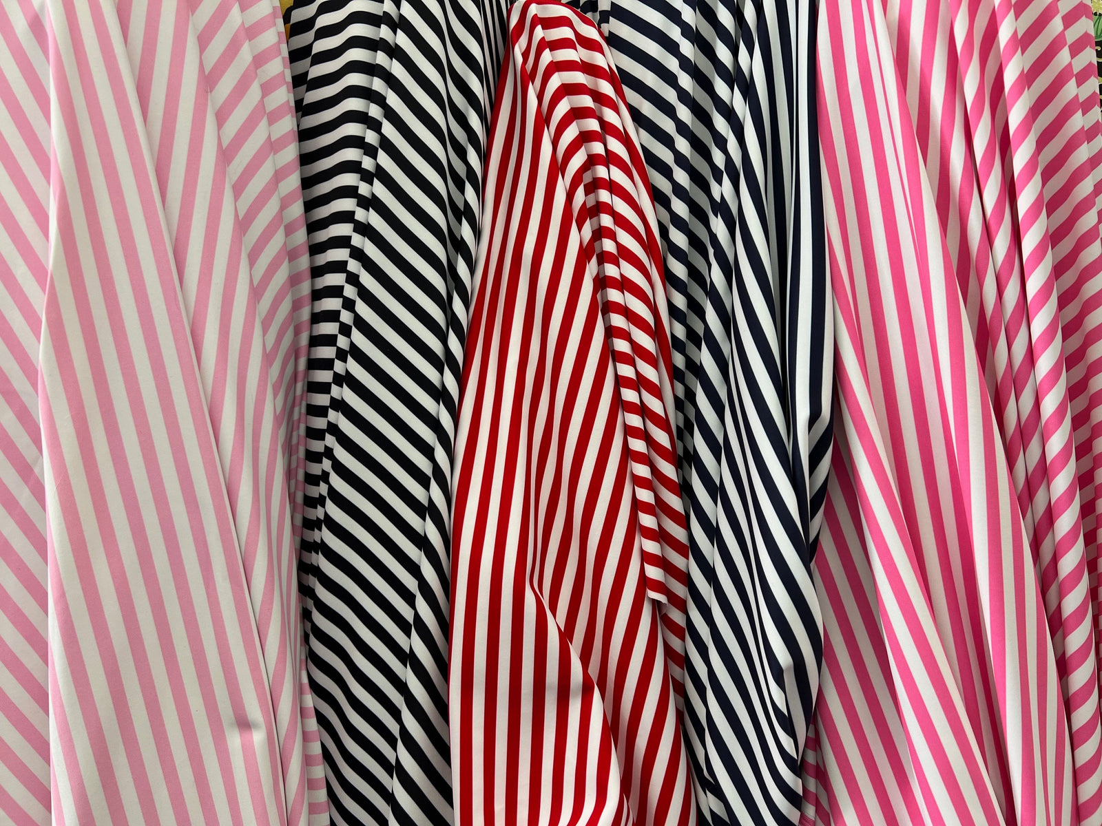 Clarissa 1/4 Inch Stripes Printed Nylon Spandex 4-way Stretch Medium Weight Fabric for Apparel, Activewear, Sportswear, Costumes, Crafts