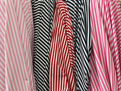 Clarissa 1/4 Inch Stripes Printed Nylon Spandex 4-way Stretch Medium Weight Fabric for Apparel, Activewear, Sportswear, Costumes, Crafts
