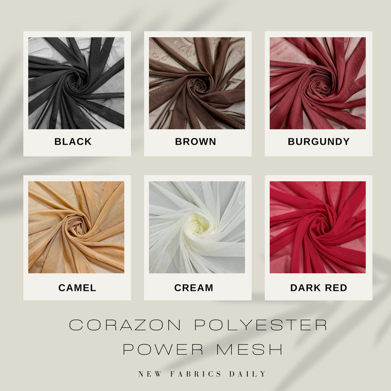 Corazon POWER MESH Polyester Spandex Fabric by the Yard