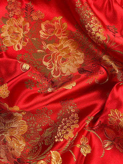 Anais Floral Brocade Chinese Satin Fabric for Cheongsam/Qipao, Apparel, Costumes, Upholstery, Bags, Crafts