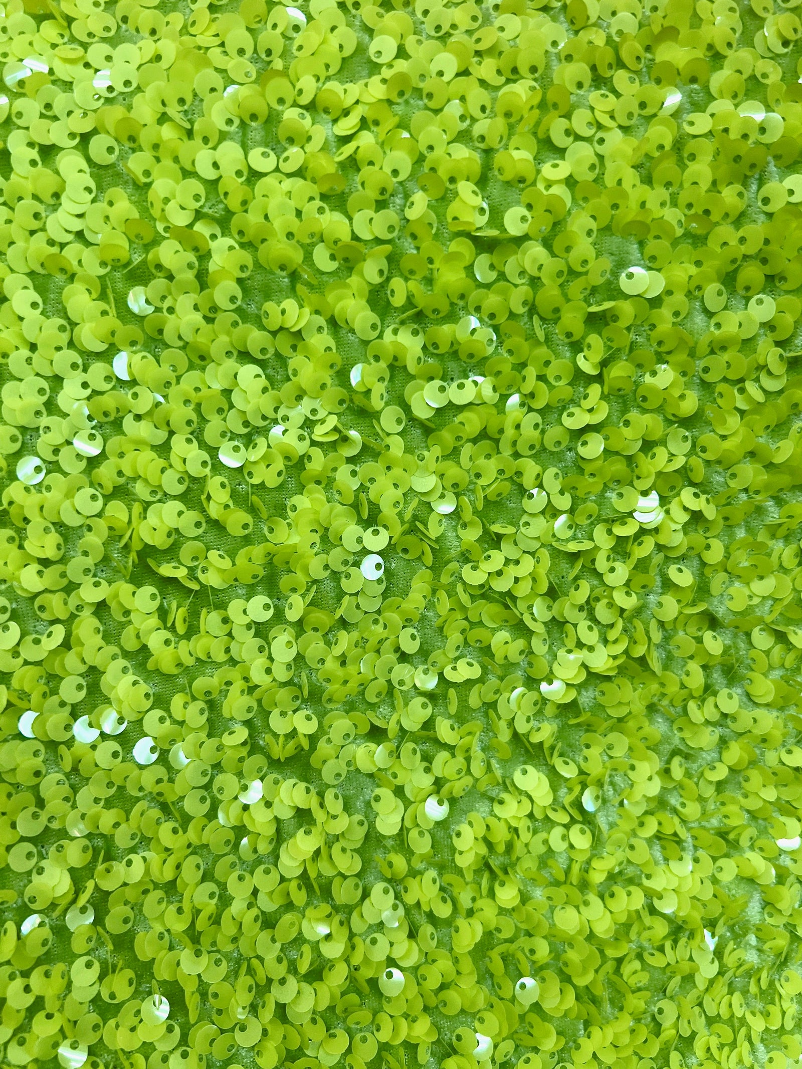 Stephanie LIME GREEN Overlap Sequins on LIME Stretch Velvet Fabric by the Yard for Gowns, Apparel, Costumes, Crafts - 10185