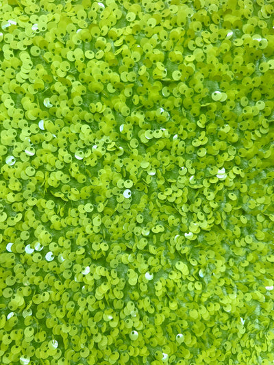 Stephanie LIME GREEN Overlap Sequins on LIME Stretch Velvet Fabric by the Yard for Gowns, Apparel, Costumes, Crafts - 10185