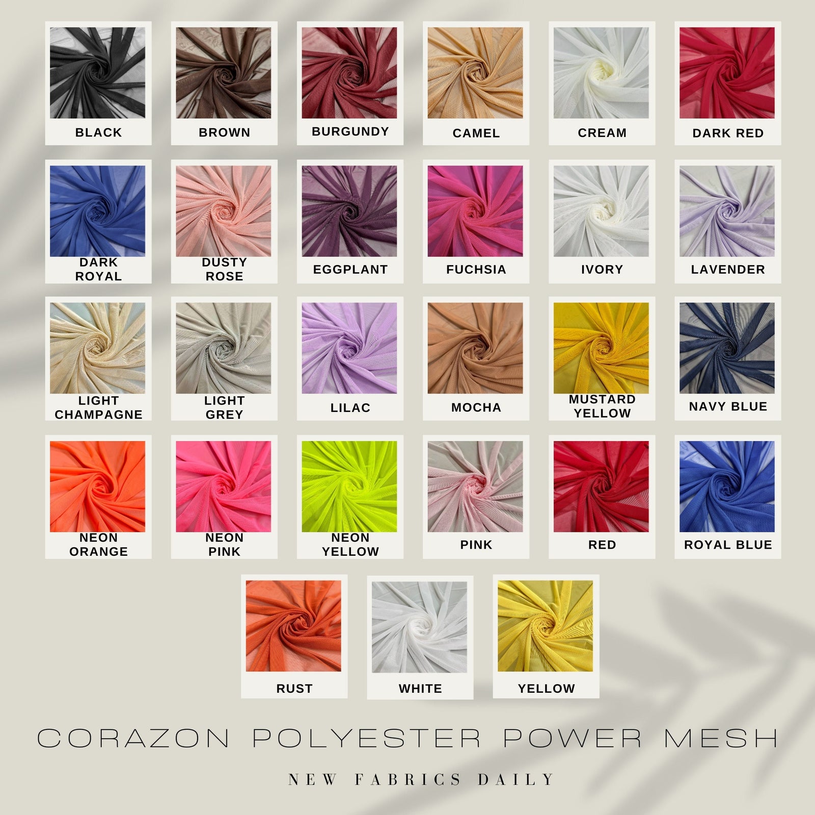 Corazon POWER MESH Polyester Spandex Fabric by the Yard