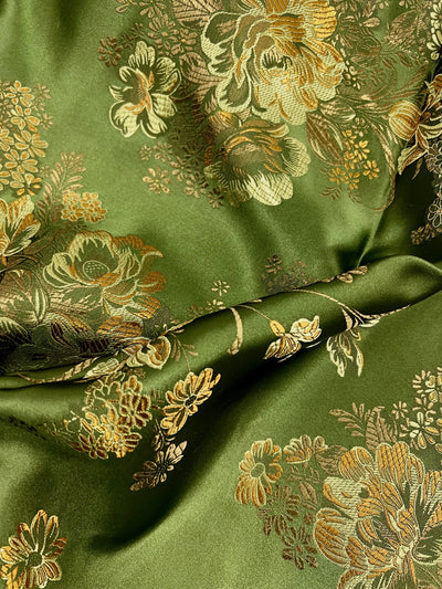 Anais Floral Brocade Chinese Satin Fabric for Cheongsam/Qipao, Apparel, Costumes, Upholstery, Bags, Crafts