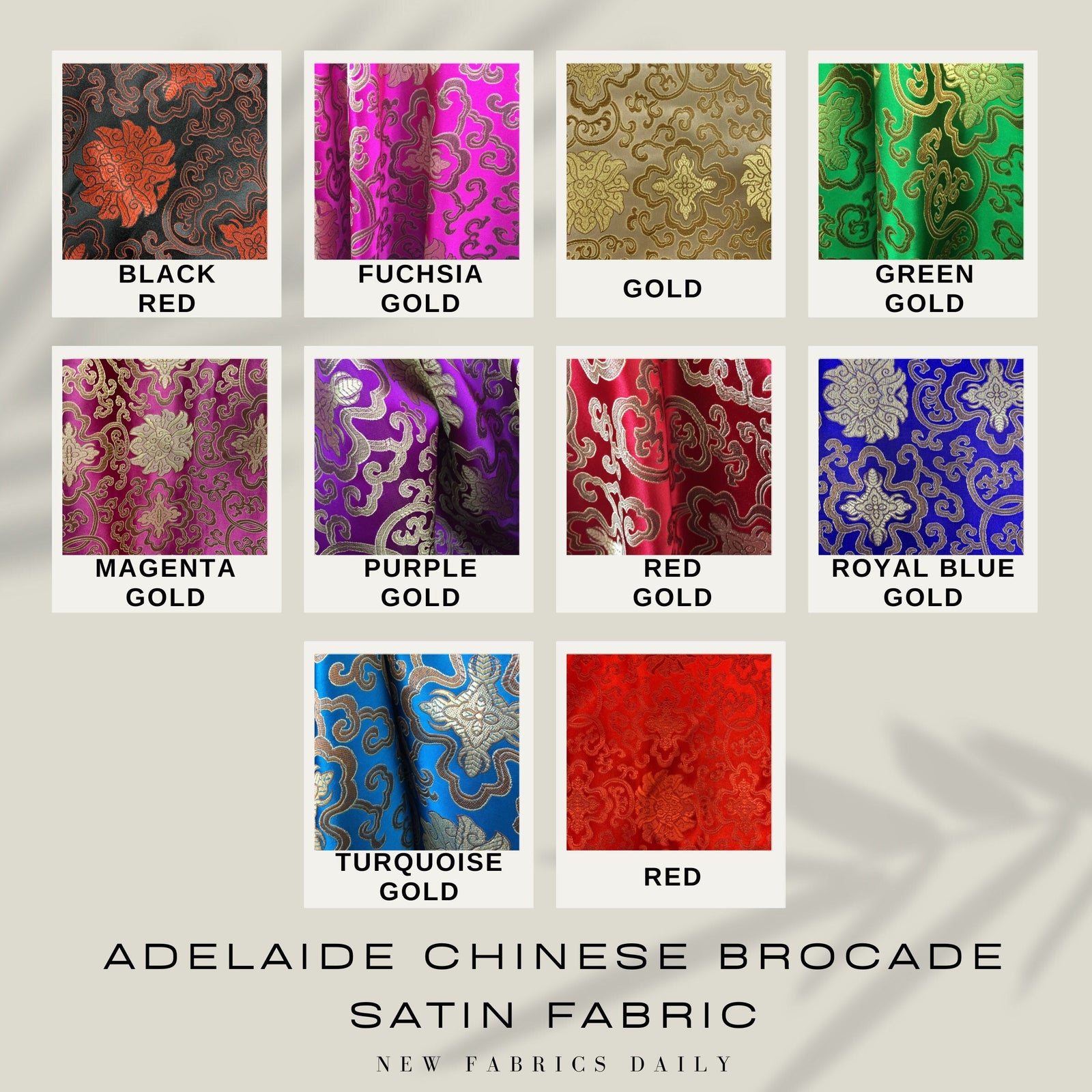 Adelaide Chinese Brocade Satin Fabric by the Yard - 10058