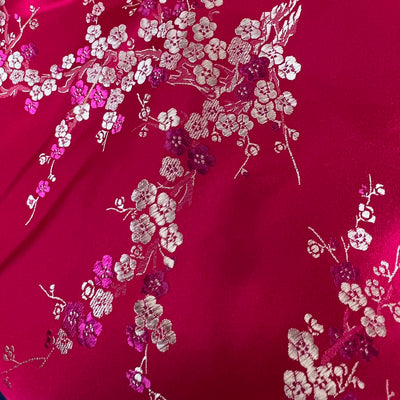 Kori Plum Blossom Floral Brocade Chinese Satin Fabric for Cheongsam/Qipao, Apparel, Costumes, Upholstery, Bags, Crafts - 10210
