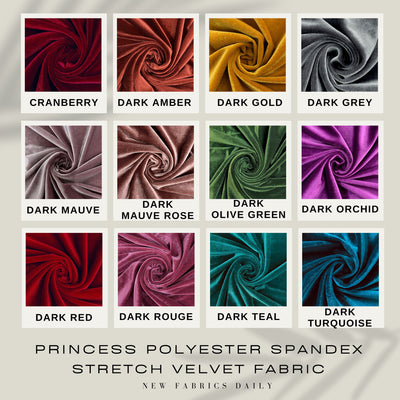 Princess Polyester Spandex Stretch Velvet Fabric for Bows, Top Knots, Scrunchies, Clothes, Costumes, Crafts - NewFabricsDaily