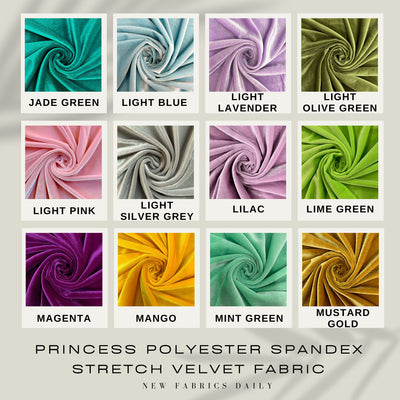 Princess Polyester Spandex Stretch Velvet Fabric for Bows, Top Knots, Scrunchies, Clothes, Costumes, Crafts - NewFabricsDaily