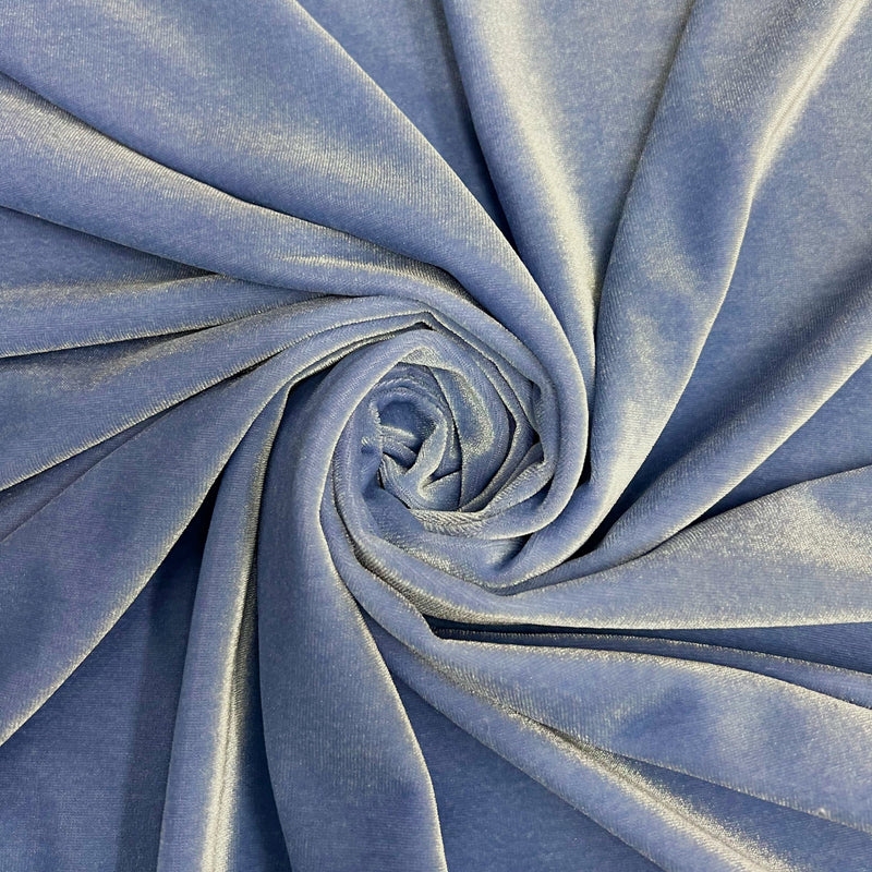 Princess DUSTY BLUE Polyester Spandex Stretch Velvet Fabric for Bows, Top Knot, Scrunchies, Clothes, Costumes, Crafts - 10001