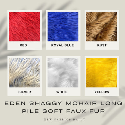 Eden Shaggy Mohair Long Pile Soft Faux Fur Fabric for Fursuit, Cosplay Costume, Photo Prop, Trim, Throw Pillow, Crafts - NewFabricsDaily