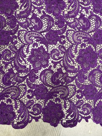 Maggie PURPLE Guipure Venice Heavy Lace Fabric by the Yard - 10019