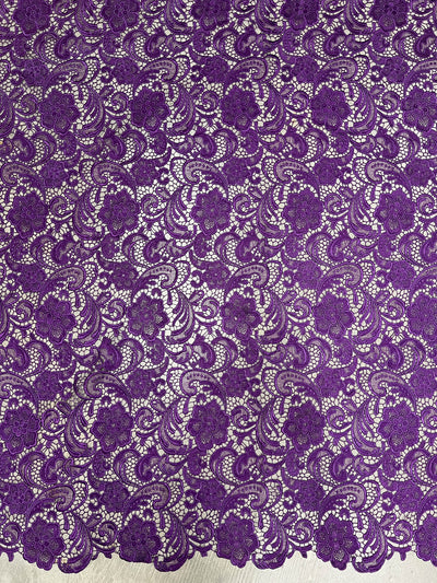 Maggie PURPLE Guipure Venice Heavy Lace Fabric by the Yard - 10019