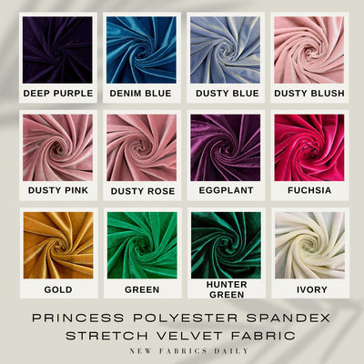Princess Polyester Spandex Stretch Velvet Fabric for Bows, Top Knots, Scrunchies, Clothes, Costumes, Crafts - NewFabricsDaily