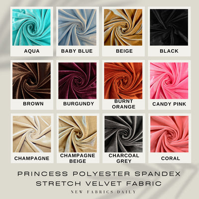 Princess Polyester Spandex Stretch Velvet Fabric for Bows, Top Knots, Scrunchies, Clothes, Costumes, Crafts - NewFabricsDaily