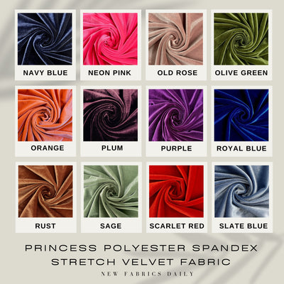 Princess Polyester Spandex Stretch Velvet Fabric for Bows, Top Knots, Scrunchies, Clothes, Costumes, Crafts - NewFabricsDaily