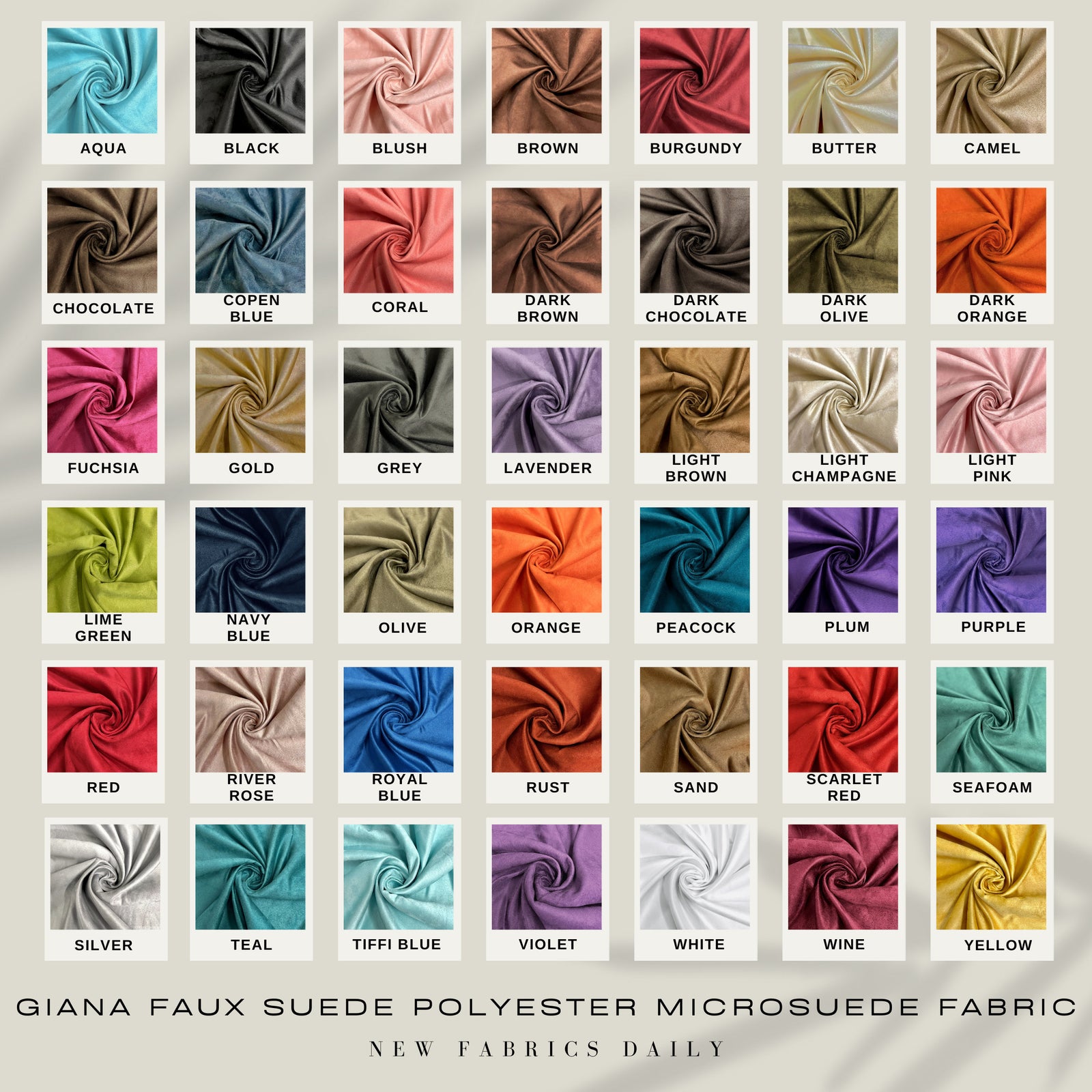 Giana Faux Suede Polyester Microsuede Fabric by the Yard