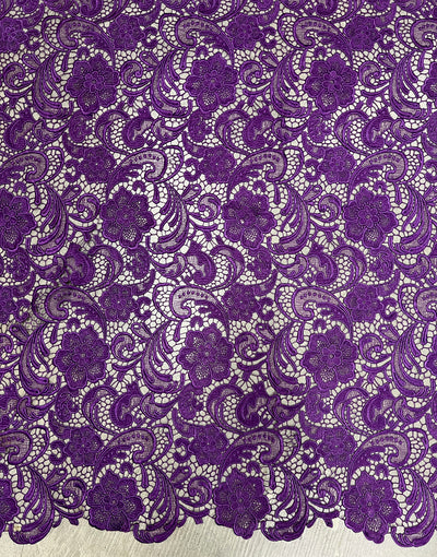 Maggie PURPLE Guipure Venice Heavy Lace Fabric by the Yard - 10019