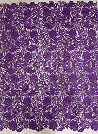Maggie PURPLE Guipure Venice Heavy Lace Fabric by the Yard - 10019