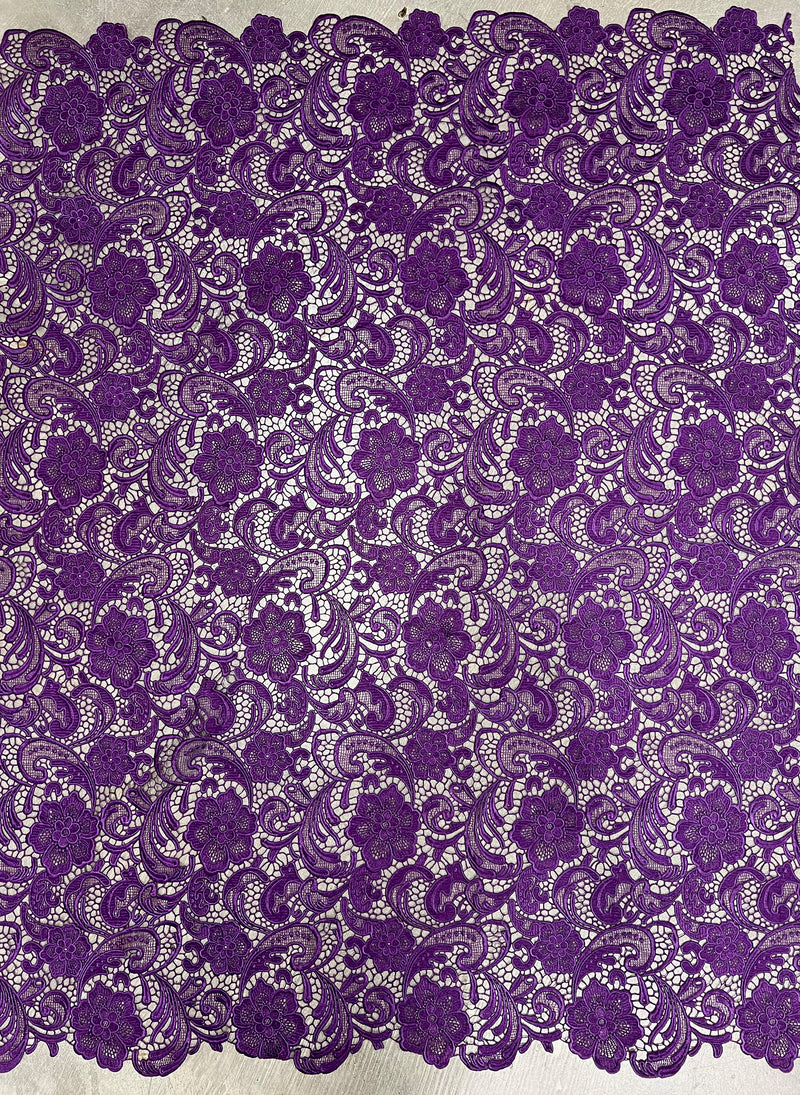 Maggie PURPLE Guipure Venice Heavy Lace Fabric by the Yard - 10019