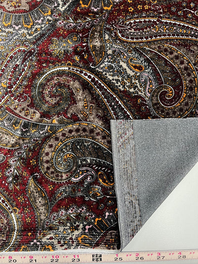 Sutton PAISLEY 8 Print on Polyester Stretch Velvet Fabric by the Yard for Bows, Head Wraps, Clothes, Costumes, Crafts - 10171