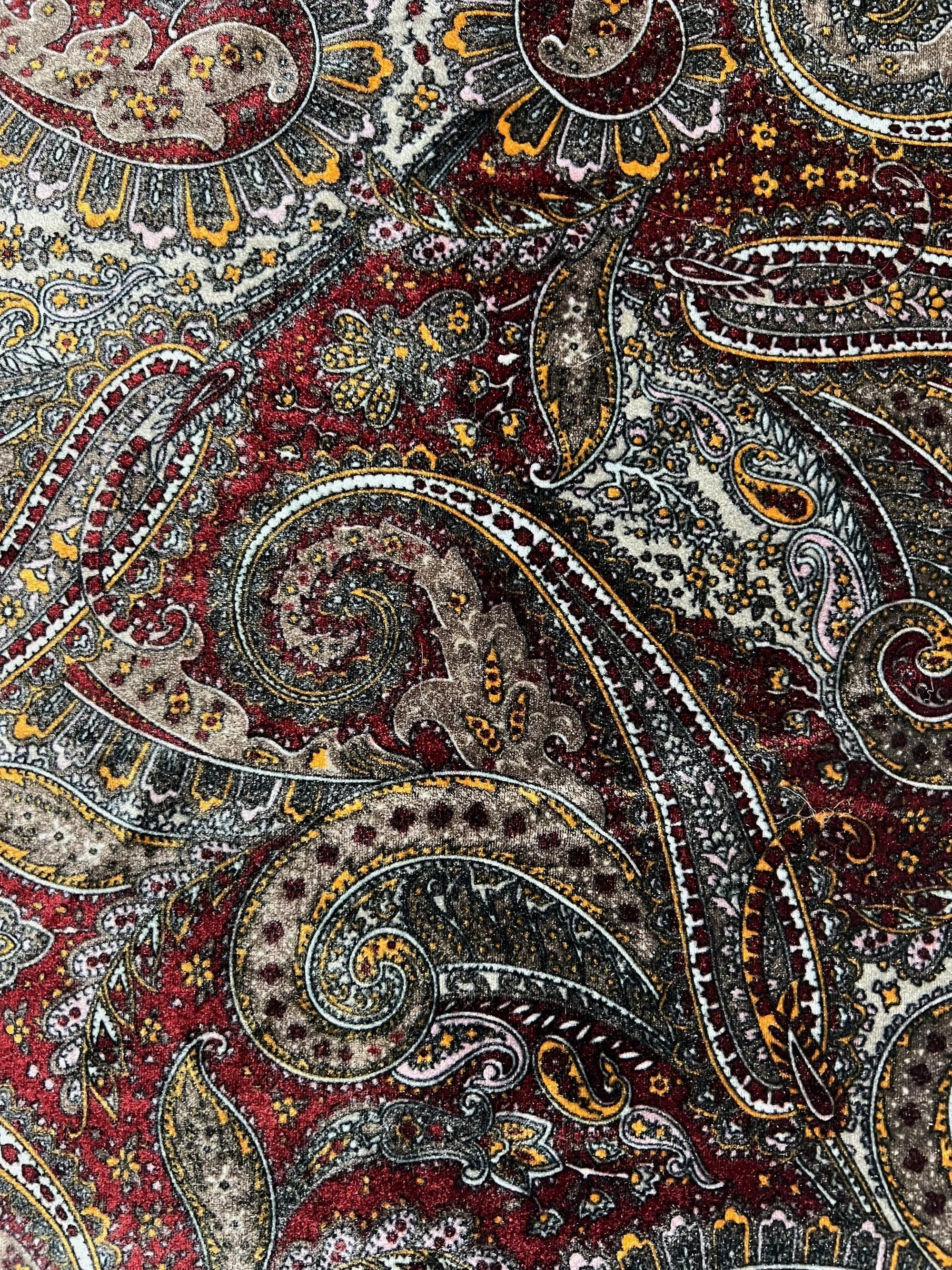 Sutton PAISLEY 8 Print on Polyester Stretch Velvet Fabric by the Yard for Bows, Head Wraps, Clothes, Costumes, Crafts - 10171