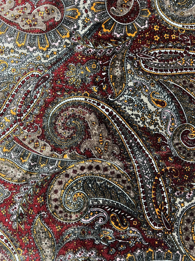 Sutton PAISLEY 8 Print on Polyester Stretch Velvet Fabric by the Yard for Bows, Head Wraps, Clothes, Costumes, Crafts - 10171