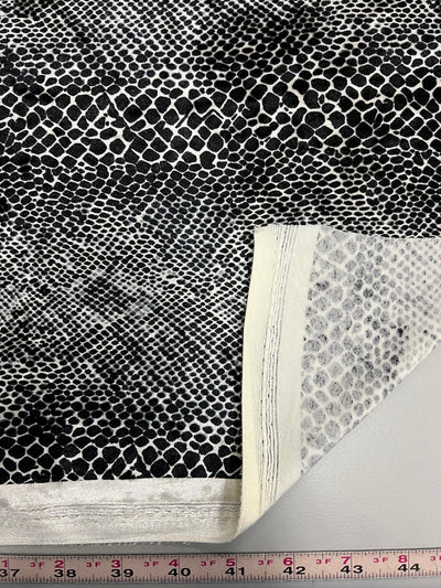 Dana BLACK IVORY Animal Print on Polyester Crushed Stretch Velvet Fabric for Bows, Top Knots, Head Wraps, Clothes, Costumes, Crafts - 10160