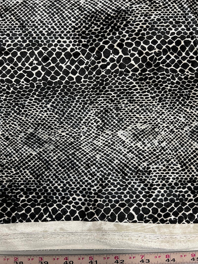 Dana BLACK IVORY Animal Print on Polyester Crushed Stretch Velvet Fabric for Bows, Top Knots, Head Wraps, Clothes, Costumes, Crafts - 10160