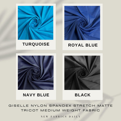 Giselle Nylon Spandex Stretch Matte Tricot Medium Weight Fabric for Apparel, Swimwear, Activewear, Sportswear, Costumes, Crafts