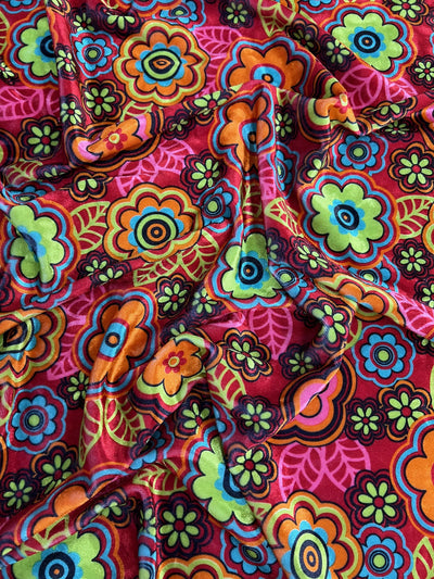 Sutton FLORAL Print 23 on Polyester Stretch Velvet for Bows, Topknot, Scrunchies, Clothes, Costumes, Crafts - 10171