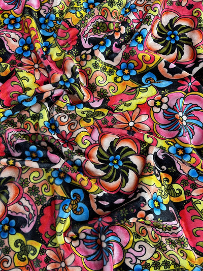 Sutton FLORAL Print 24 on Polyester Stretch Velvet for Bows, Topknot, Scrunchies, Clothes, Costumes, Crafts - 10171