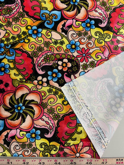 Sutton FLORAL Print 24 on Polyester Stretch Velvet for Bows, Topknot, Scrunchies, Clothes, Costumes, Crafts - 10171