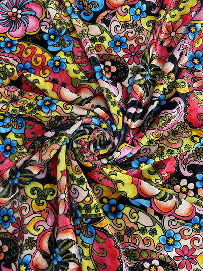 Sutton FLORAL Print 24 on Polyester Stretch Velvet for Bows, Topknot, Scrunchies, Clothes, Costumes, Crafts - 10171